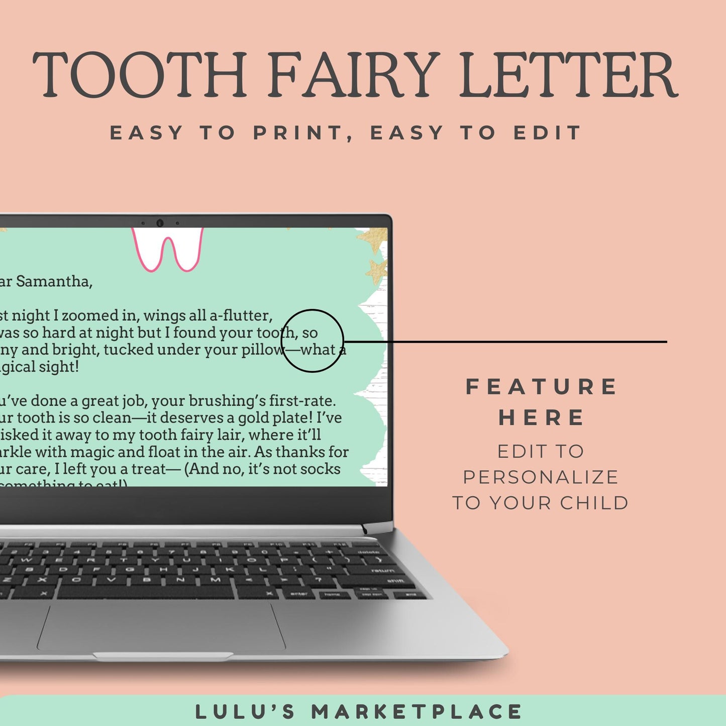 Tooth Fairy Letter Printable, Editable Tooth Fairy Note Canva Template, Tooth Fairy Printable, First Tooth Fairy Receipt, Digital Download